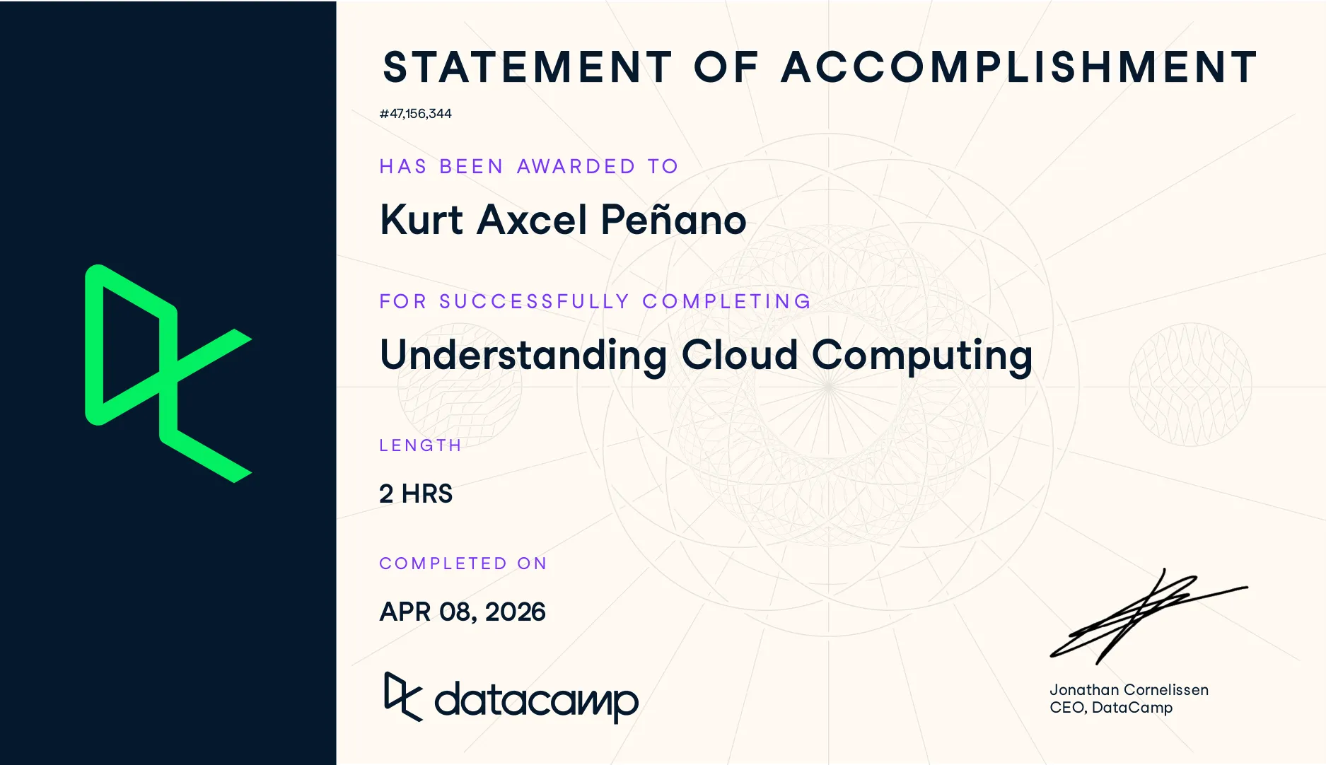 Introduction to Cloud Computing — Statement of Accomplishment