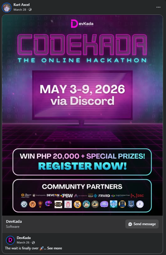 CodeKada Online Hackathon Announcement — the poster that started it all
