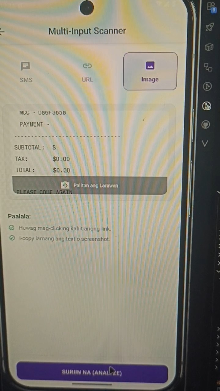 Image scanner feature — testing screenshot-based scam detection